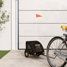 vidaXL Remorcă bicicletă animale companie, negru, textil oxford/fier