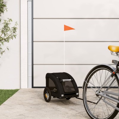 vidaXL Remorcă bicicletă animale companie, negru, textil oxford/fier foto