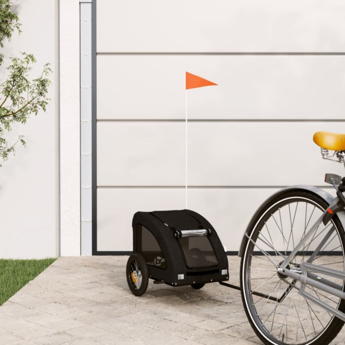 vidaXL Remorcă bicicletă animale companie, negru, textil oxford/fier