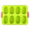Forme de Silicon pentru Copt, Cyrax, 8 Forme Ovale, pentru Paine si Prajituri, 34.5 x 23.8 x 2.5 cm, Verde/Roz