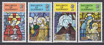 Guernsey 1973 - Crăciun - Vitralii, MNH foto