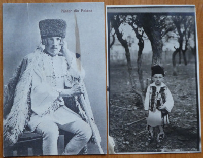 2 carti postale interbelice , costume populare romanesti ; pastor din Poiana foto