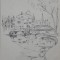 Lucrare &rdquo;Brăila, &icirc;n port&rdquo; de Elena Forțu, tuș pe h&acirc;rtie 42 x 31 cm