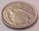 CY - 5 pesetas 1957 (58) Spania / portret Franco, Europa, Cupru-Nichel