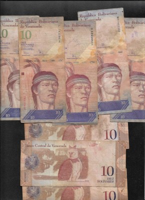 Venezuela 10 bolivari bolivares 2007 - 2013 VG-F pret pe bucata foto