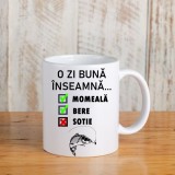 Cana alba personalizata O zi buna inseamna momeala bere sotie, INOVATIX&reg;. 330ml, Oem