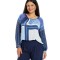 Bluza Dama din satin, Albastru cu imprimeu - XL