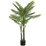 HOMCOM Palmier artificial 150 cm, palmier decorativ cu 16 frunze, plantă artificială mare &icirc;n ghiveci pentru living, balcon, decor, verde | Aosom Roman