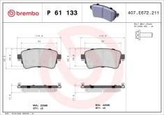 BREMBO P 61 133 PRIME LINE set placute frana disc