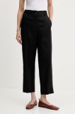 United Colors of Benetton pantaloni din in culoarea negru, drept, high waist, 4AGHDF06R