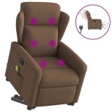 Cumpara ieftin Fotoliu electric de masaj rabatabil cu ridicare, maro, textil