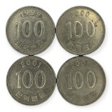 Coreea de Sud , lot 19 - 4 buc x 100 Won 1999 , 2000 , 2001 , 2002