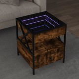Cumpara ieftin Măsuță de cafea cu LED infinity, stejar fumuriu, 40x40x51 cm