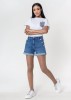 Blugi scurti cu terminatie rasucita P506-5 M7, Albastru