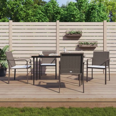 vidaXL Set mobilier de grădină cu perne, 5 piese, poliratan și oțel foto