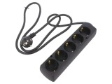 Prelungitor alimentare 5 prize Schuko negru 3x1,5mm2
