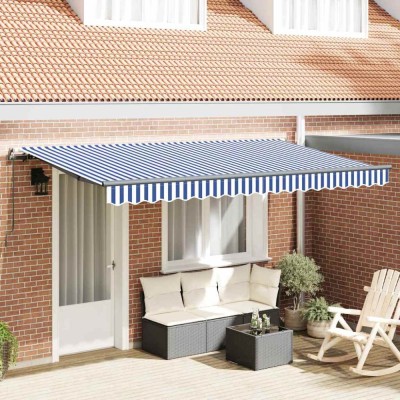 Cortina Retractabilă Manual Albastru și Alb 3.5 x 2 m foto