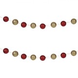 Ghirlandă Decorativă Crăciun, Globuri, 90 cm, Roșu, Auriu, Glitter, Oem