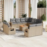 Gossi set canapele de gradina cu perne, 12 piese, bej, poliratan