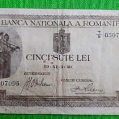 Bancontă România _ 500 lei _ noiembrie 1940 _ filigran vertical