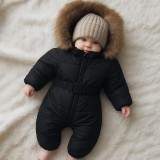 Combinezon negru subtire din fas cu blanita (Marime Disponibila: 3 luni,
