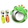 Set 3 Piese Diversificare Bebelusi si Copii, din Silicon si Otel Inoxidabil Verde