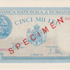 ROMANIA 5000 lei 1943 SPECIMEN aUNC
