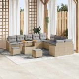 Cumpara ieftin Set de canapele pentru grădină cu pernă 13 pcs Bej, Gri deschis