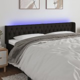 VidaXL Tăblie de pat cu LED, negru, 183x16x78/88 cm, textil