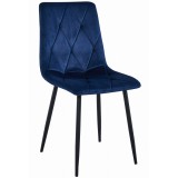 Scaun bucatarie/living, Artool, Libra, catifea, metal, bleumarin si negru, 44x40x88.5 cm, Leobert