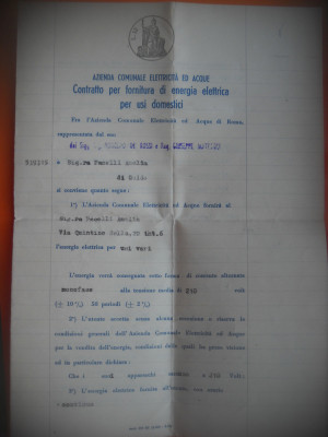 HOPCT DOCUMENT 553 CONTRACT FURNIZARE APA/ELECTRICITATE 1950-4 PAGINI-ITALIA foto