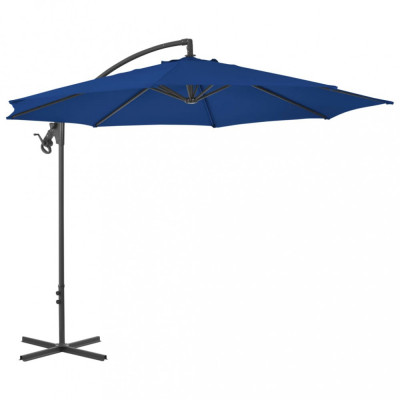Umbrelă suspendată cu st&amp;acirc;lp din oțel, albastru azuriu, 300 cm foto