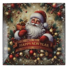 Platou Decorativ Crăciun, Mos Craciun, 30x30cm, Plastic, Multicolor