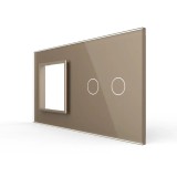 Panou Priza Simpla + Intrerupator Dublu cu Touch LIVOLO din Sticla