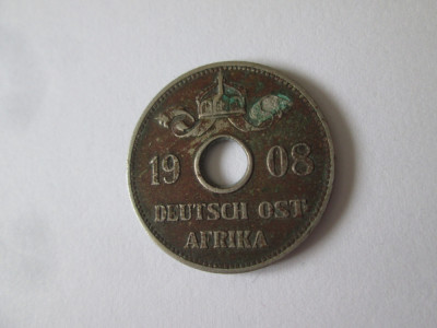 Rară! Africa de Est Germana 10 Heller 1908 J,tiraj redus=12 000 bucăți foto