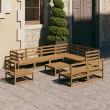 VidaXL Set mobilier de grădină, 10 piese, maro miere, lemn masiv pin 3075812