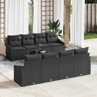 vidaXL Set de canapele pentru grădină 9 pcs Negru 55 x 55 x 37 cm 3346653 foto