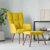 Gossi scaun de relaxare cu taburet, galben mustar, catifea
