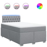 Cumpara ieftin Pat box spring cu saltea, gri deschis, 120x190 cm, textil