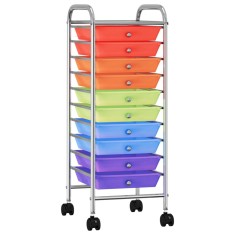 vidaXL Carucior de depozitare mobil cu 10 sertare, multicolor, plastic foto