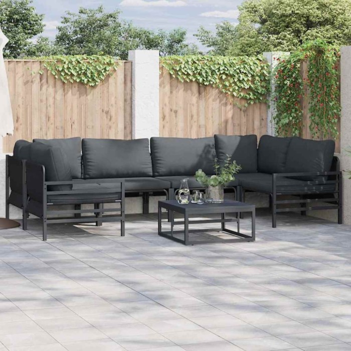 vidaXL Set de canapele pentru grădină Antracit Oţel 3378967