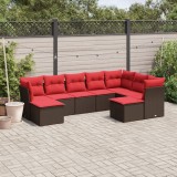 Cumpara ieftin Set canapele de grădină cu perne, 9 piese, maro, poliratan