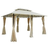 Pavilion/foisor pentru gradina/terasa, cadru metalic, cu perdele, crem, 4x3x2.65 m GartenVIP DiyLine, ART