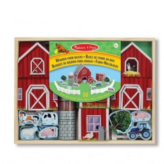 Cuburi de construit din lemn, Ferma cu animale, Melissa and Doug