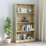 Bibliotecă vidaXL 4 rafturi, stejar sonoma, 80x24x142 cm, lemn prelucrat, maro