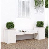 Jardiniera banca, alb, 184,5x39,5x56,5 cm, lemn masiv de pin GartenMobel Dekor, vidaXL