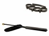 Set Autoaparare: Baston Telescopic Flexibil Negru 47cm, Box Craniu Negru, Otel, Husa Curea