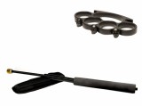 Cumpara ieftin Set Autoaparare: Baston Telescopic Flexibil Negru 47cm, Box Craniu Negru, Otel, Husa Curea
