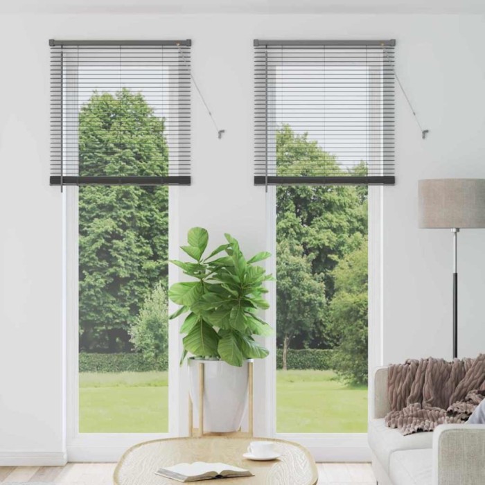 Jaluzea pentru Fereastră Gri &icirc;nchis 80 x 130 cm Aluminiu