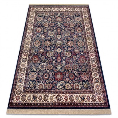 Covor Windsor 22991 ORNAMENT, CADRU, FRANJURI albastru inchis / fildeş, 120x170 cm foto